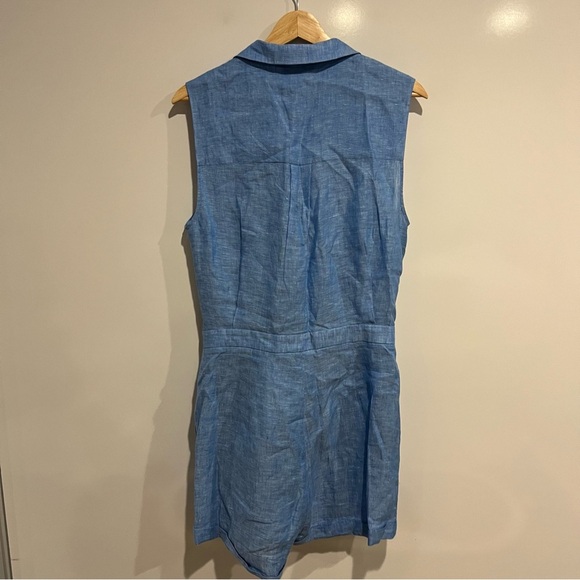REISS Linen Ema Tie Front Sleeveless Romper - Picture 5 of 11